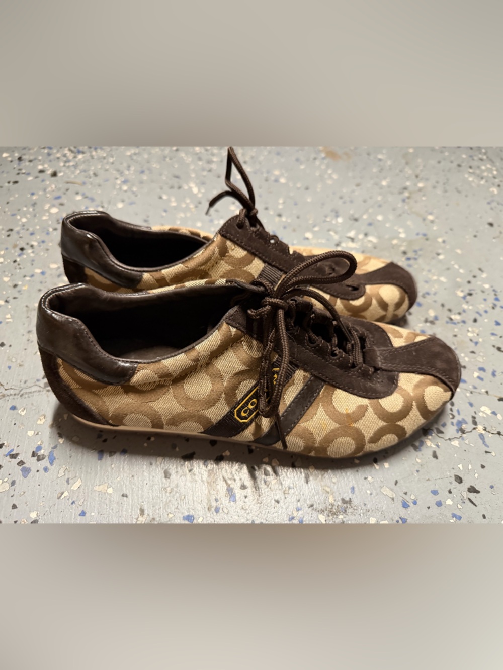 Coach Tan and Dark Brown Signature Canvas Sneakers